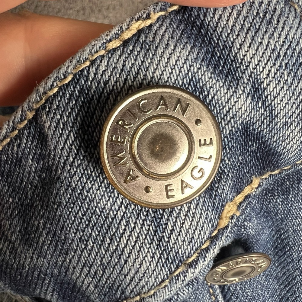 American Eagle Tomgirl Jeans Size 10 Regular Medium Wash Straight Button Fly - Picture 5 of 16
